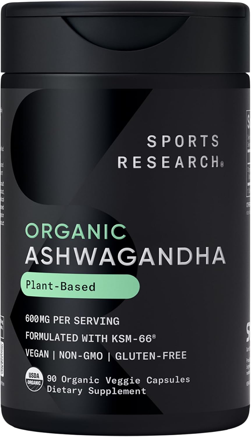Sports Research Organic Ashwagandha KSM-66 bottle