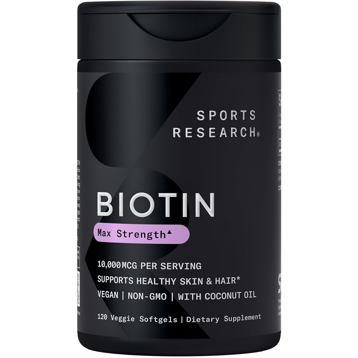 Sports Research Biotin 10000 mcg with Coconut Oil bottle