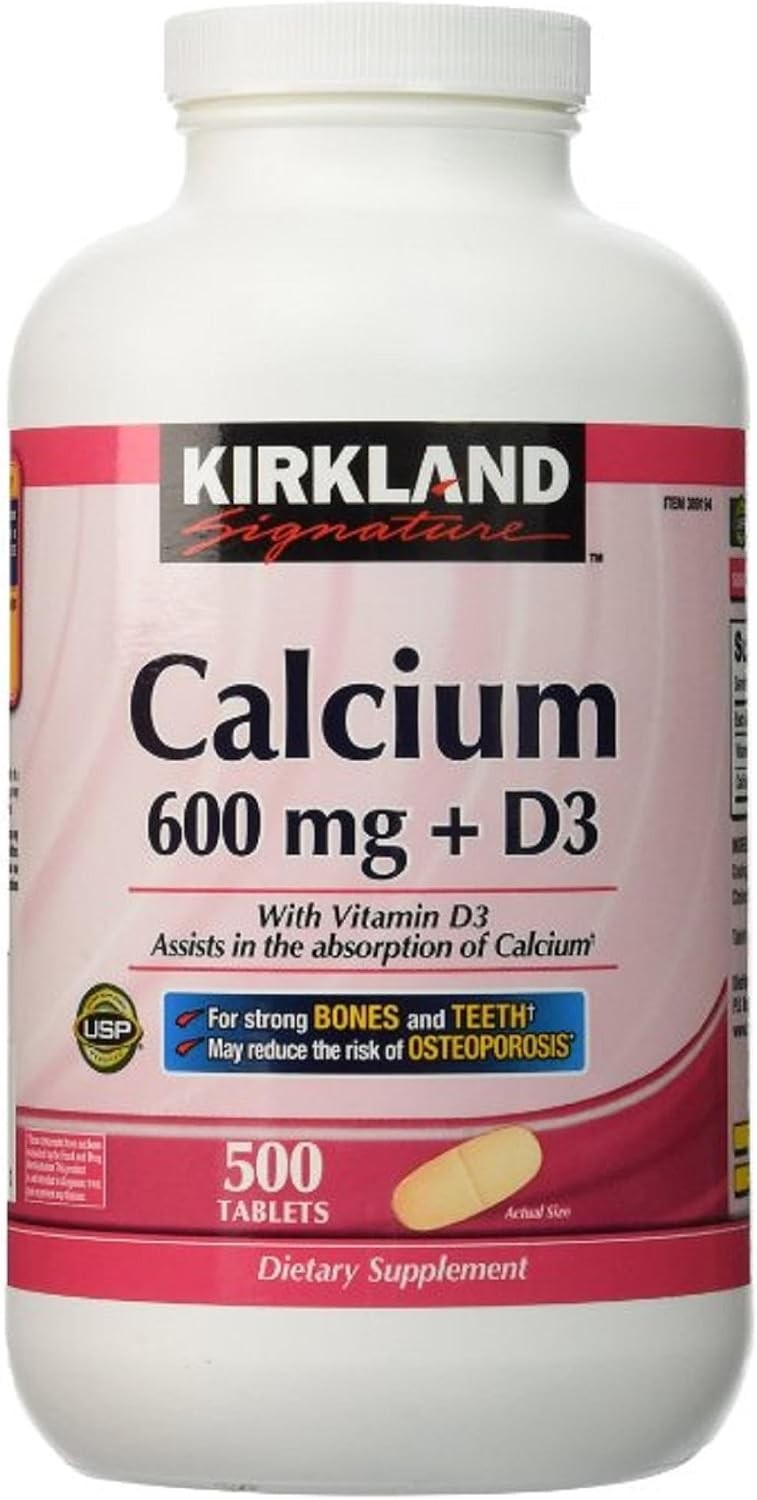 Kirkland Signature Calcium 600 mg with D3 bottle