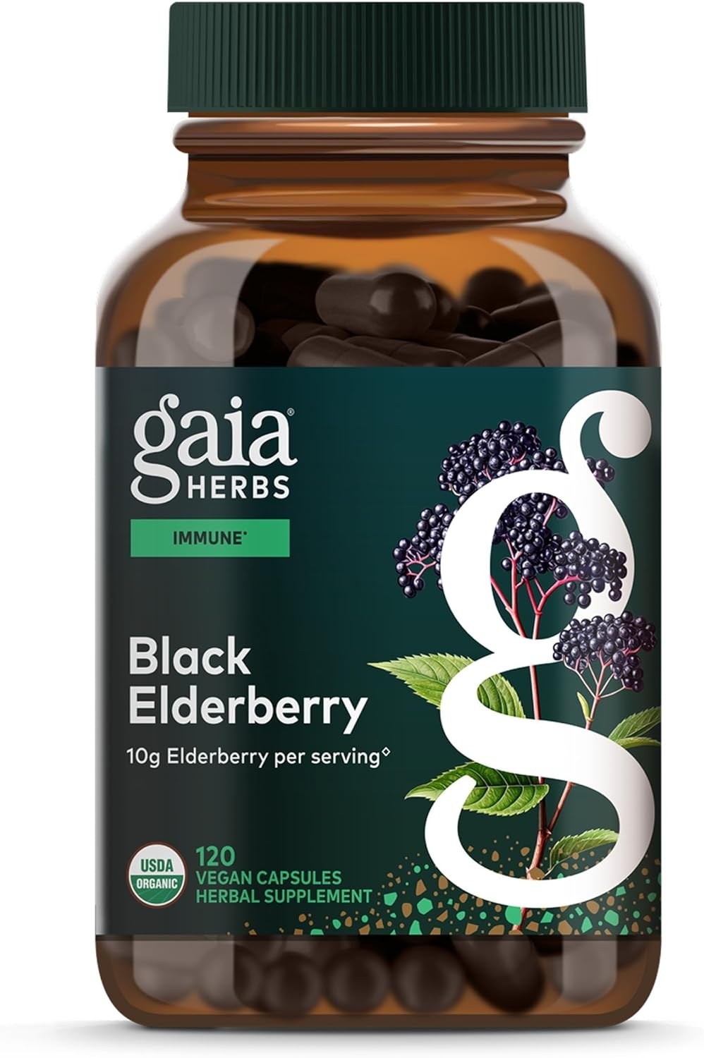 Gaia Herbs Black Elderberry capsules bottle