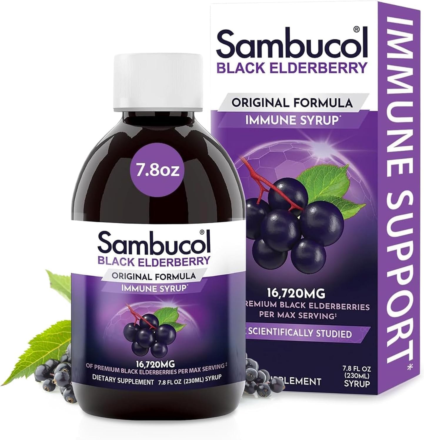 Sambucol Black Elderberry syrup and box