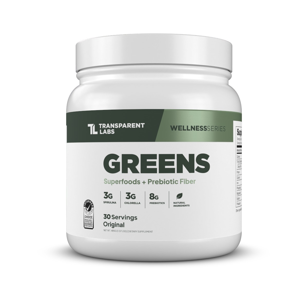Transparent Labs Prebiotic Greens tub