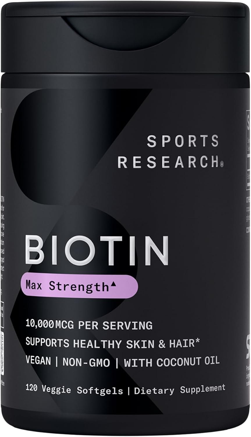 Sports Research Biotin 10,000 mcg softgels bottle