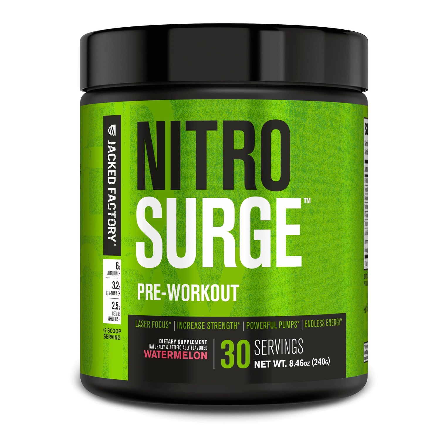 Jacked Factory Nitrosurge pre-workout tub