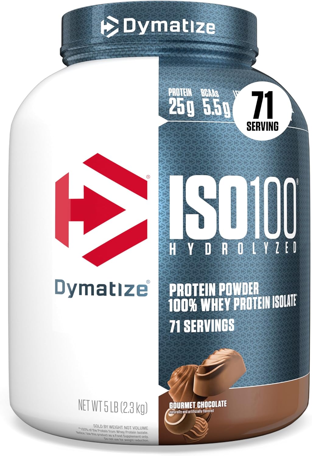 Dymatize ISO100 Hydrolyzed whey isolate Gourmet Chocolate tub