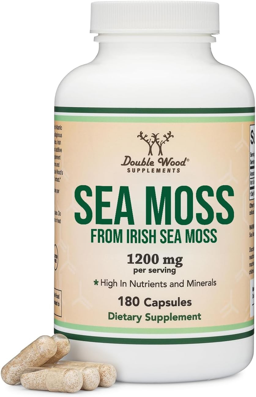 Double Wood Irish Sea Moss capsules bottle