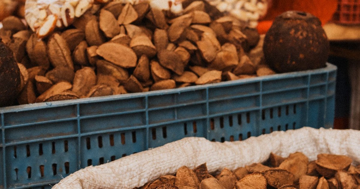 A large pile of shelled Brazil nuts