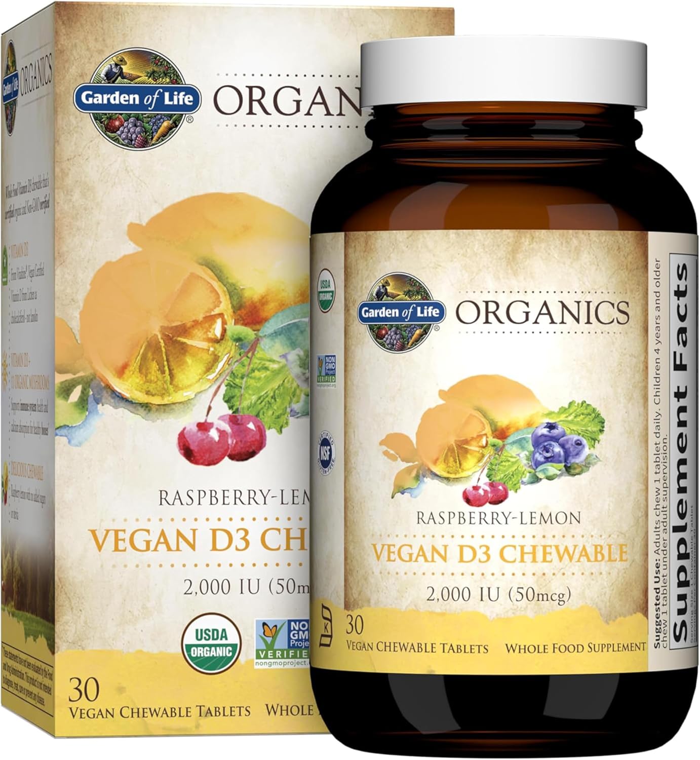 Garden of Life mykind Organics Vegan D3 chewable bottle